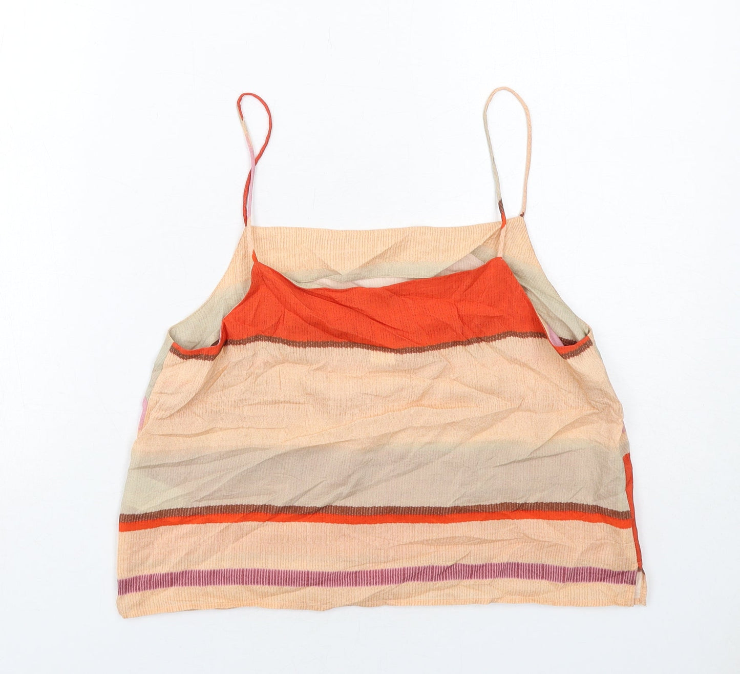 H&M Womens Multicoloured Striped Viscose Basic Tank Size 10 Square Neck