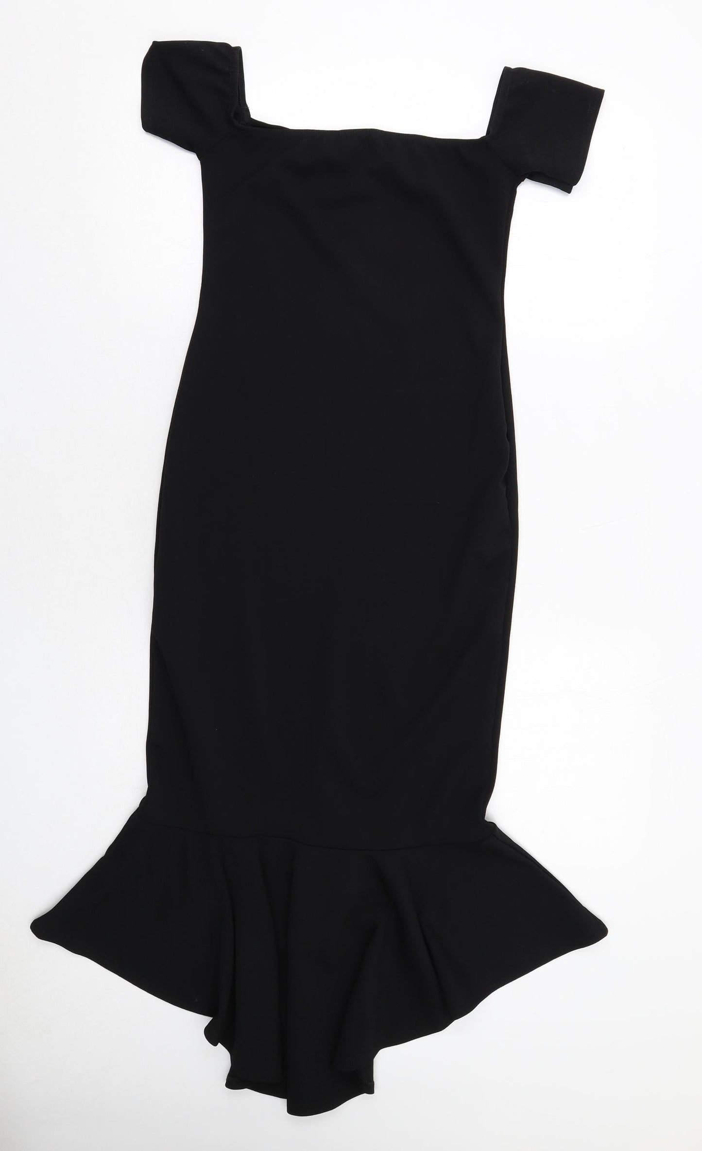 Missguided Womens Black Polyester Fit & Flare Size 8 Square Neck Pullover