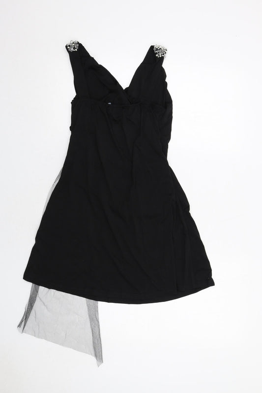Fly Southeast Womens Black Viscose Trapeze & Swing Size L V-Neck Pullover