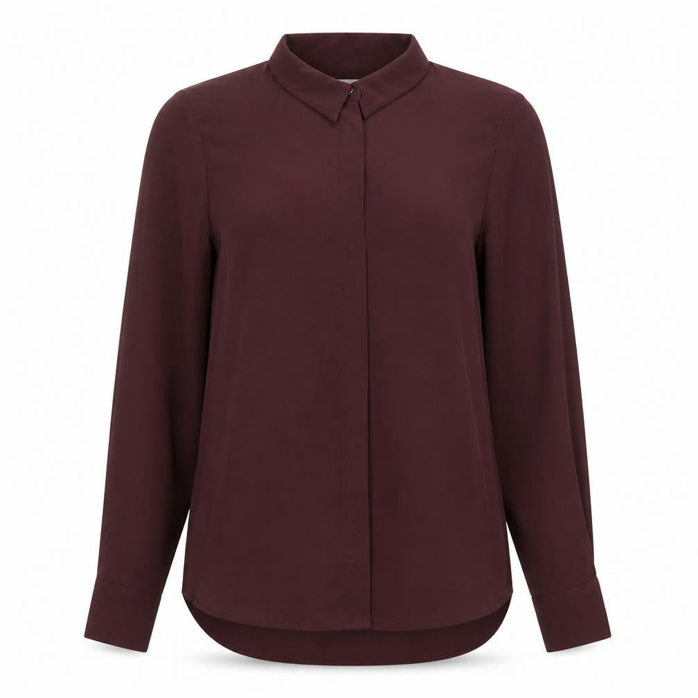 H&M Womens Purple Polyester Basic Button-Up Size 6 Collared