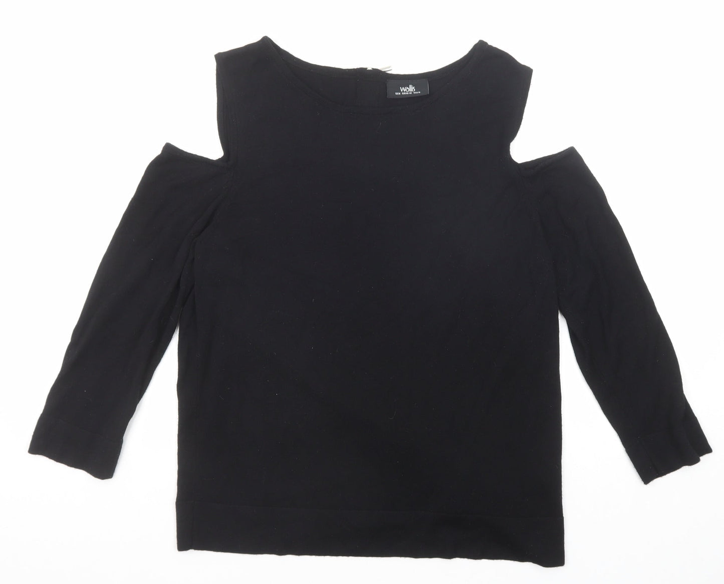 Wallis Womens Black Round Neck Viscose Pullover Jumper Size M