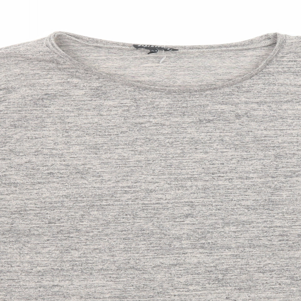 Warehouse Womens Grey Geometric Polyester Basic Blouse Size 14 Round Neck