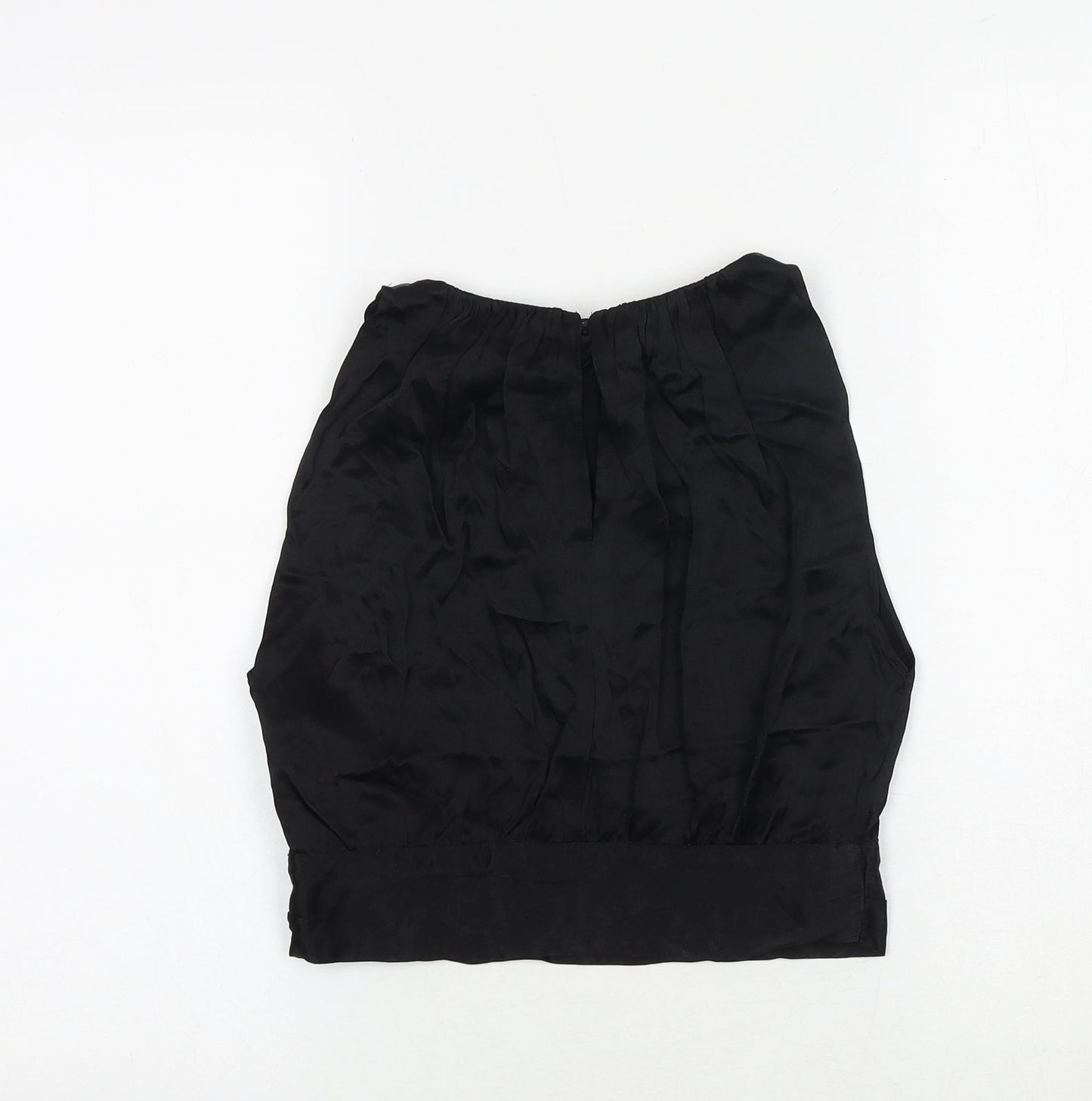Zara Womens Black Viscose Cropped Blouse Size XS Boat Neck