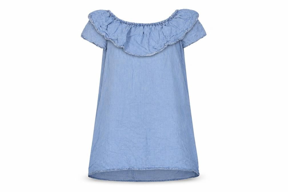 Zara Womens Blue Lyocell Mini Size XS Off the Shoulder Pullover