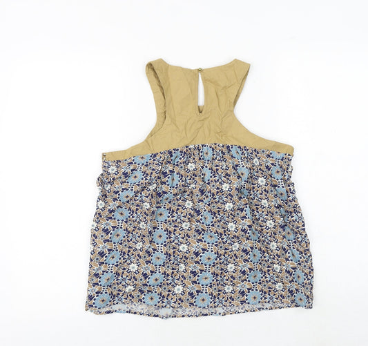 United Colors of Benetton Womens Brown Geometric Viscose Basic Tank Size S Round Neck