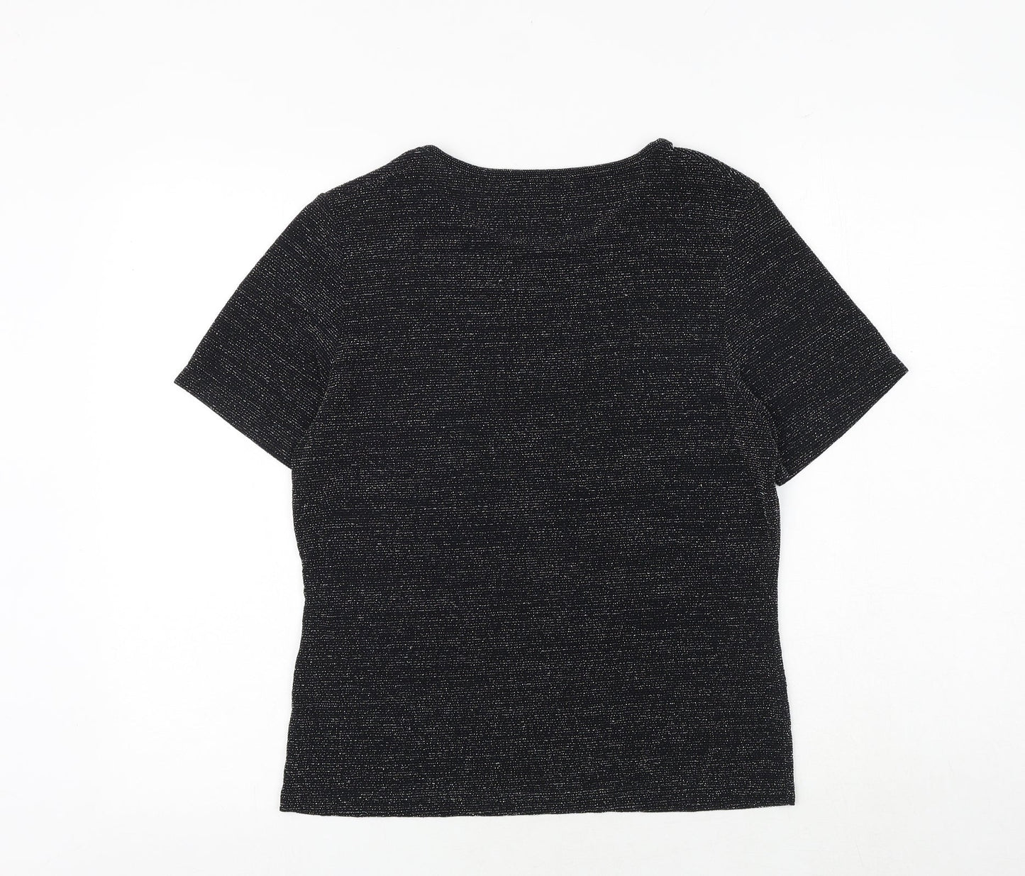 Klass Womens Black Nylon Basic T-Shirt Size M Round Neck
