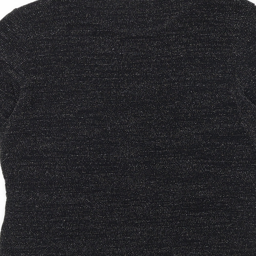 Klass Womens Black Nylon Basic T-Shirt Size M Round Neck