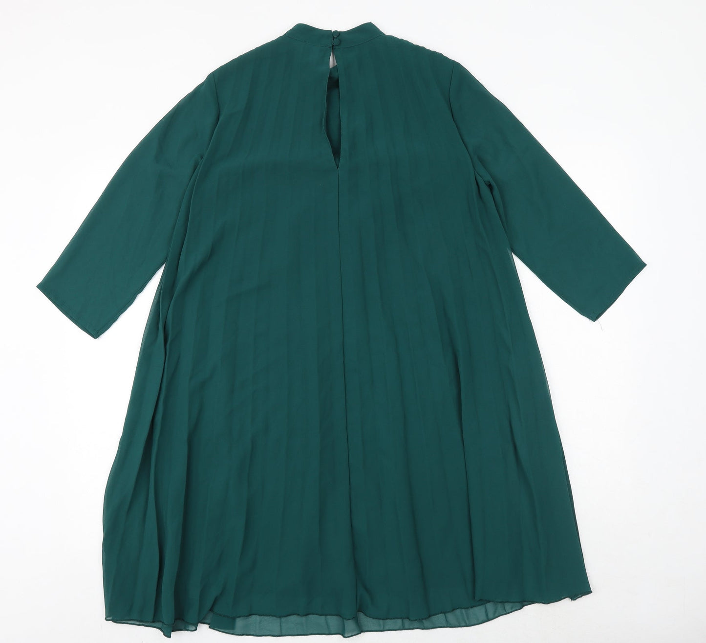 ASOS Womens Green Polyester Trapeze & Swing Size 8 Round Neck Button