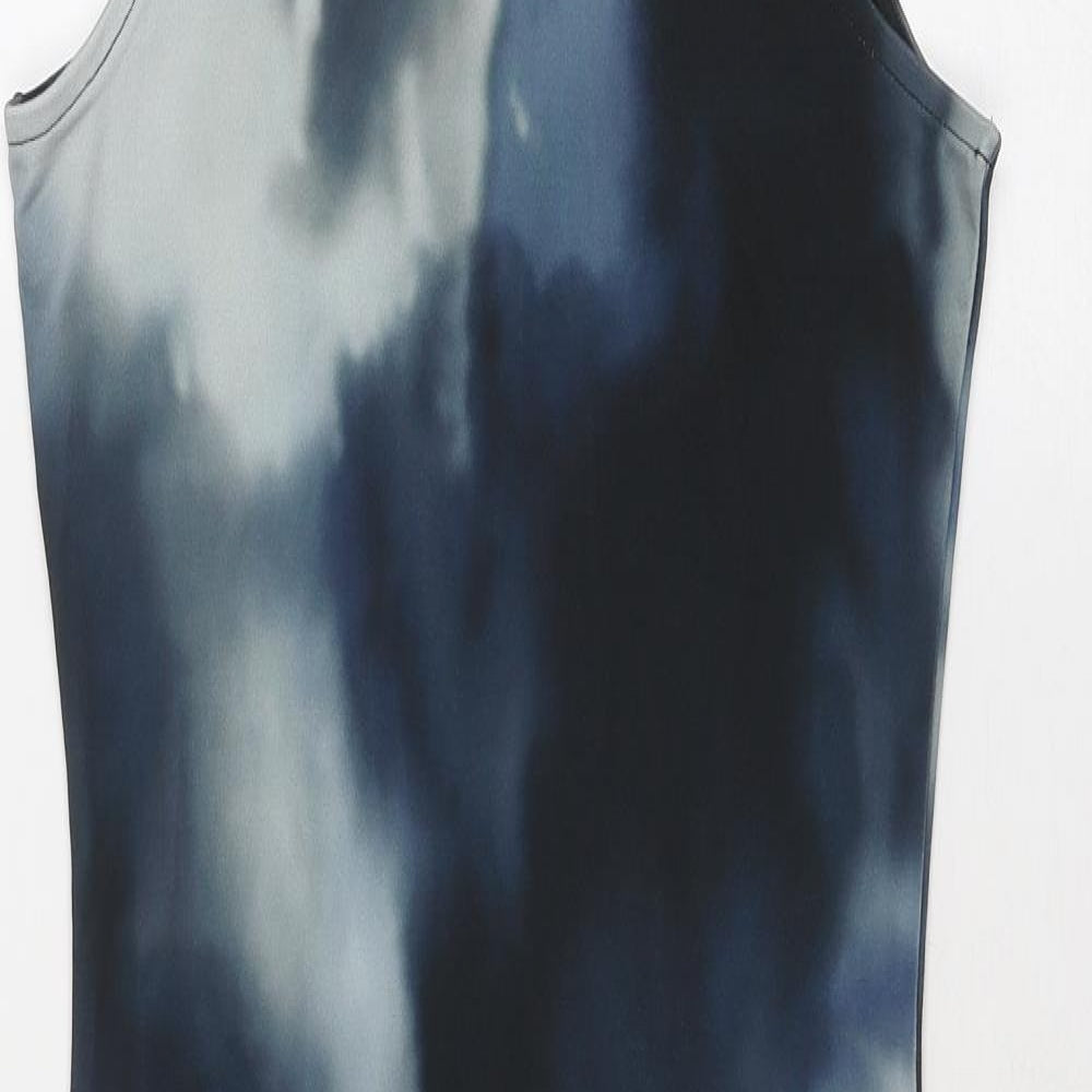 H&M Womens Blue Geometric Polyester Bodycon Size XS High Neck Pullover