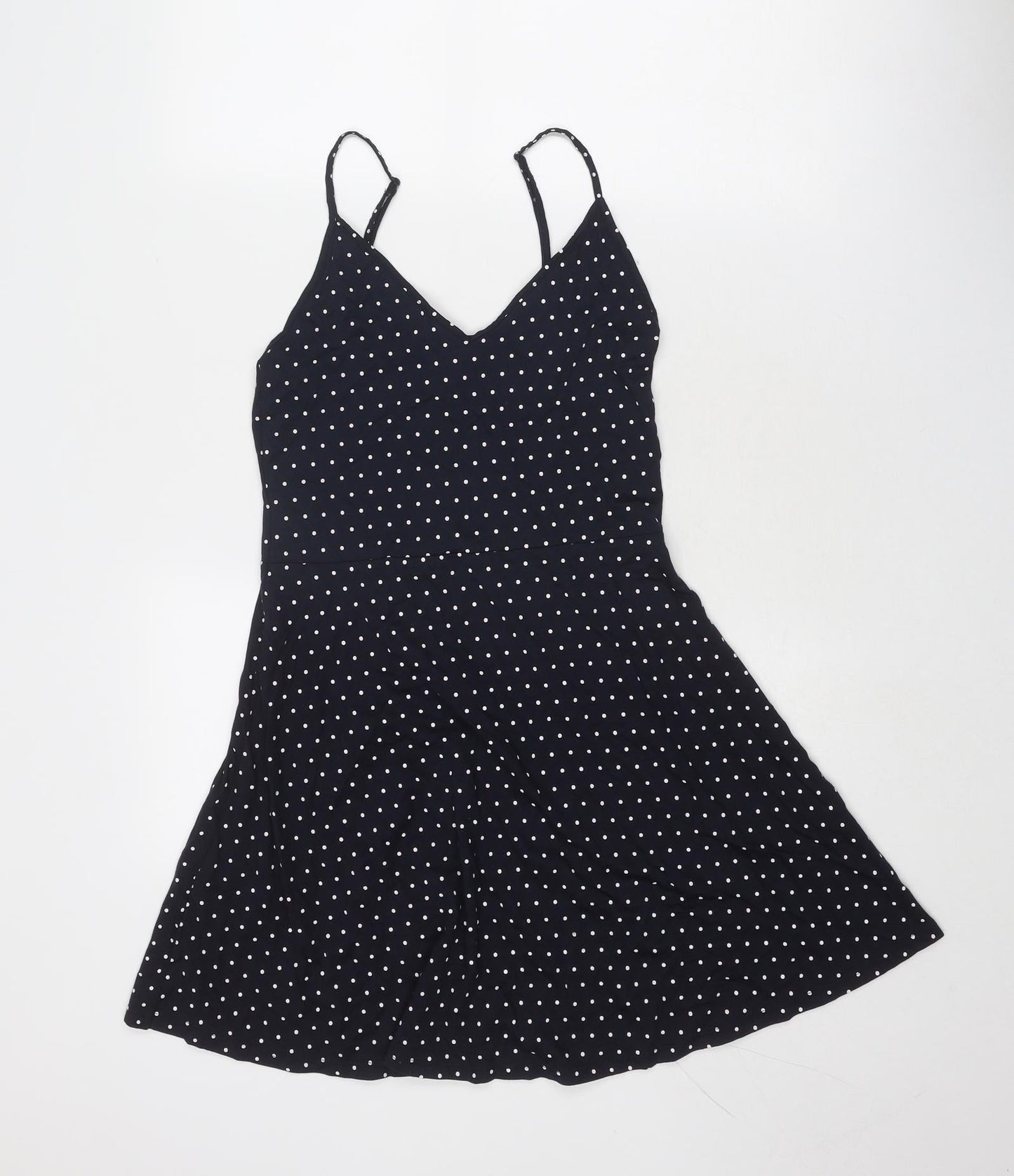 Divided by H&M Womens Blue Polka Dot Polyester Slip Dress Size S V-Neck Pullover