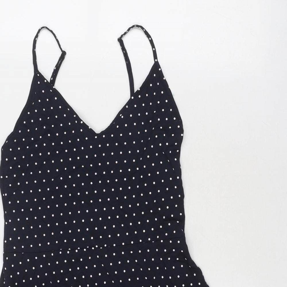Divided by H&M Womens Blue Polka Dot Polyester Slip Dress Size S V-Neck Pullover