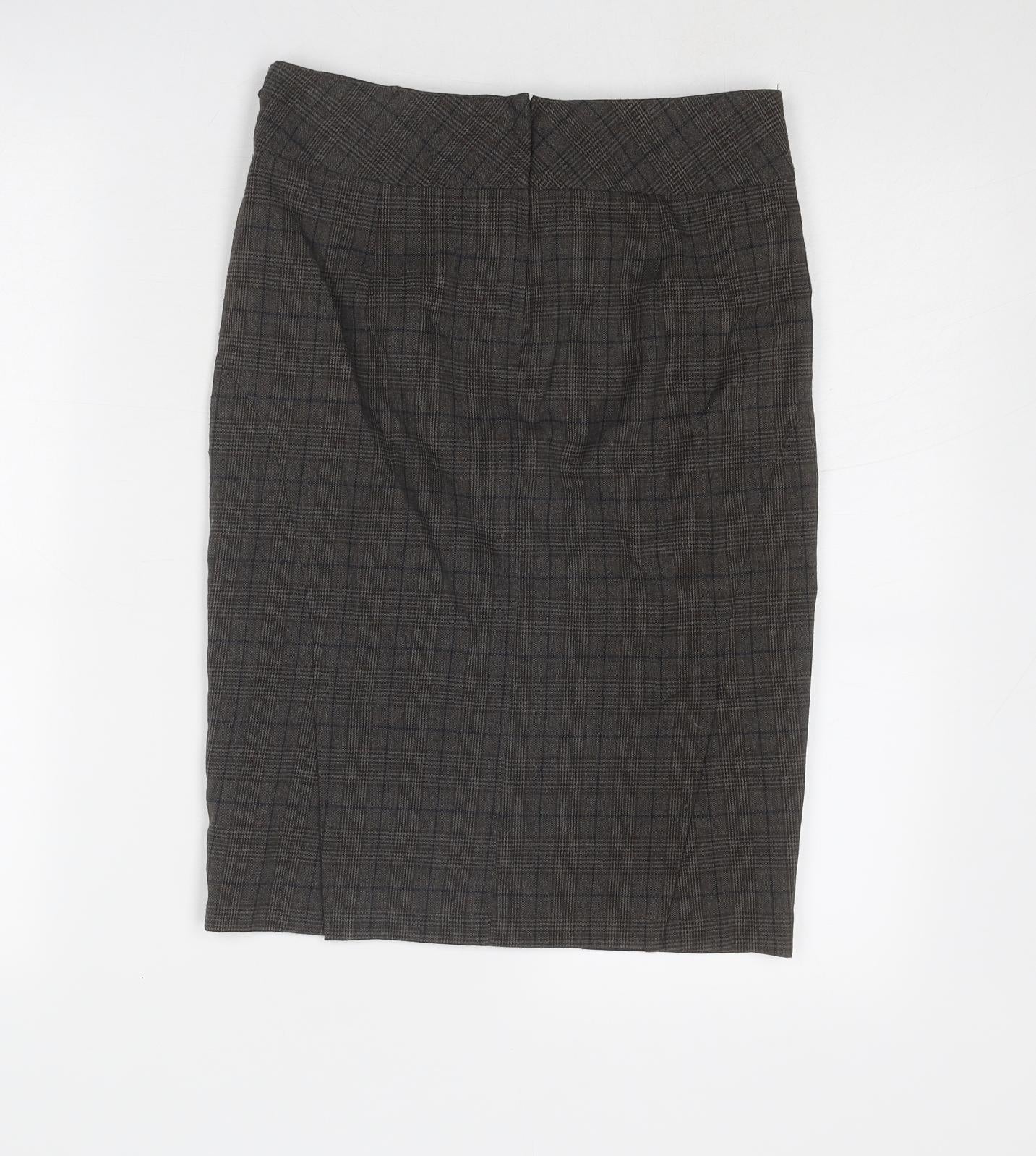Topshop Womens Grey Plaid Polyester A-Line Skirt Size 8 Zip