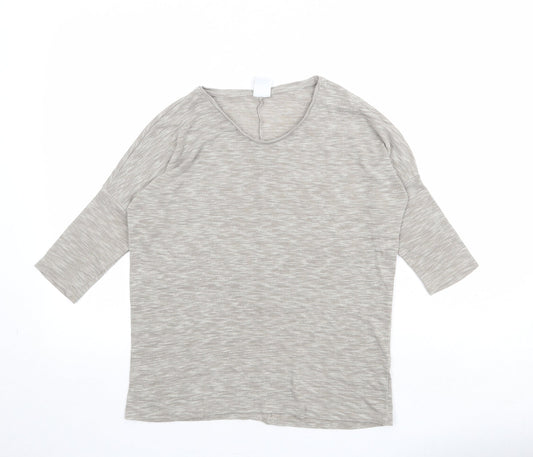 VERO MODA Womens Beige Polyester Basic T-Shirt Size S Scoop Neck