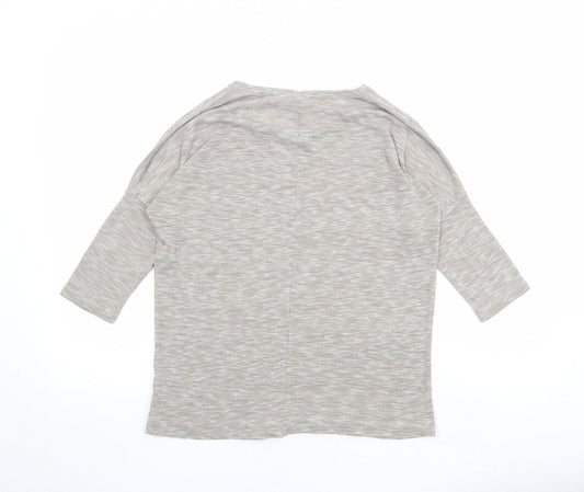 VERO MODA Womens Beige Polyester Basic T-Shirt Size S Scoop Neck