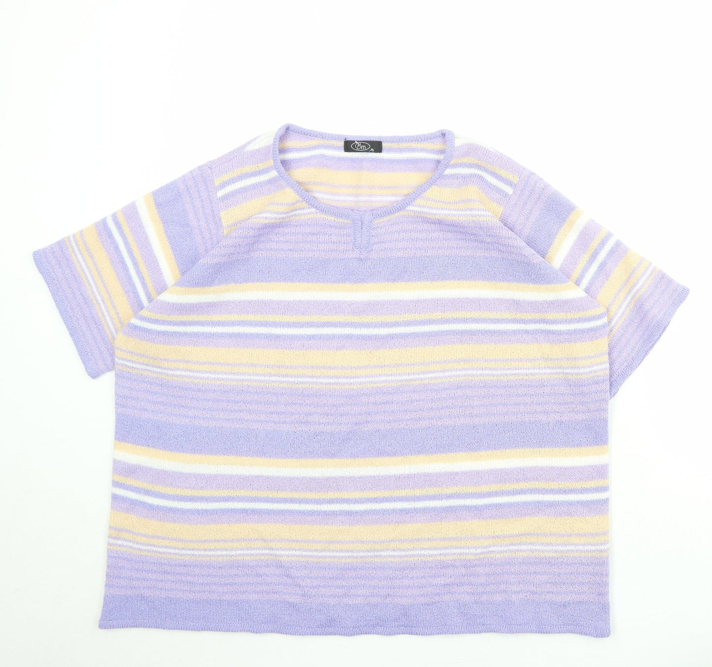 Bonmarché Womens Purple Round Neck Striped Acrylic Pullover Jumper Size XL