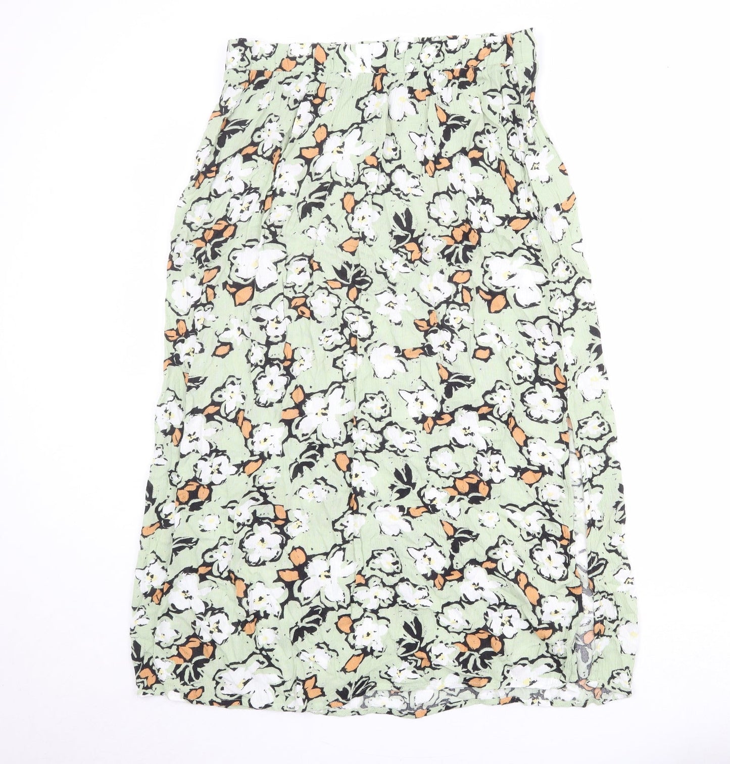 ICHI Womens Green Floral Viscose Peasant Skirt Size 34 in
