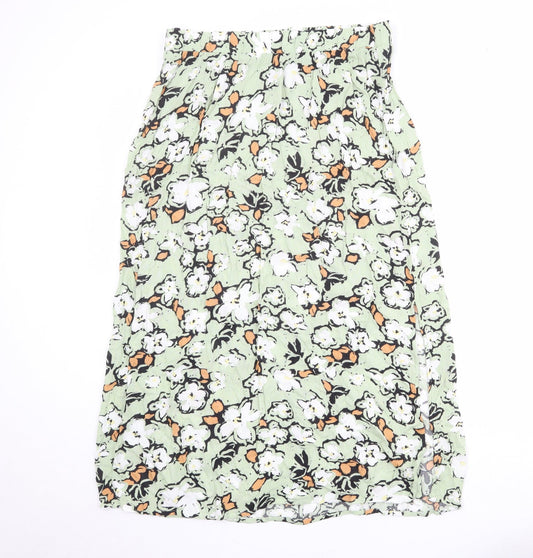 ICHI Womens Green Floral Viscose Peasant Skirt Size 34 in