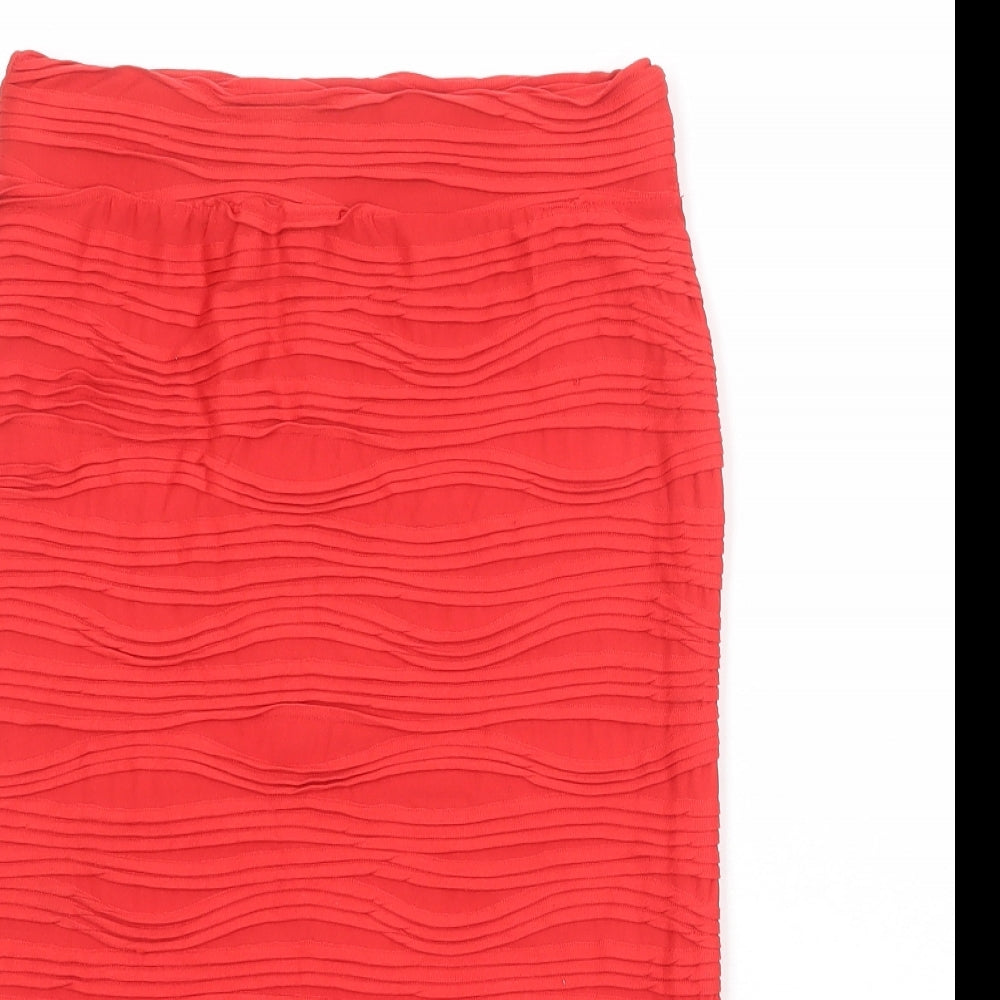 Miss Selfridge Womens Red Geometric Polyester A-Line Skirt Size 10
