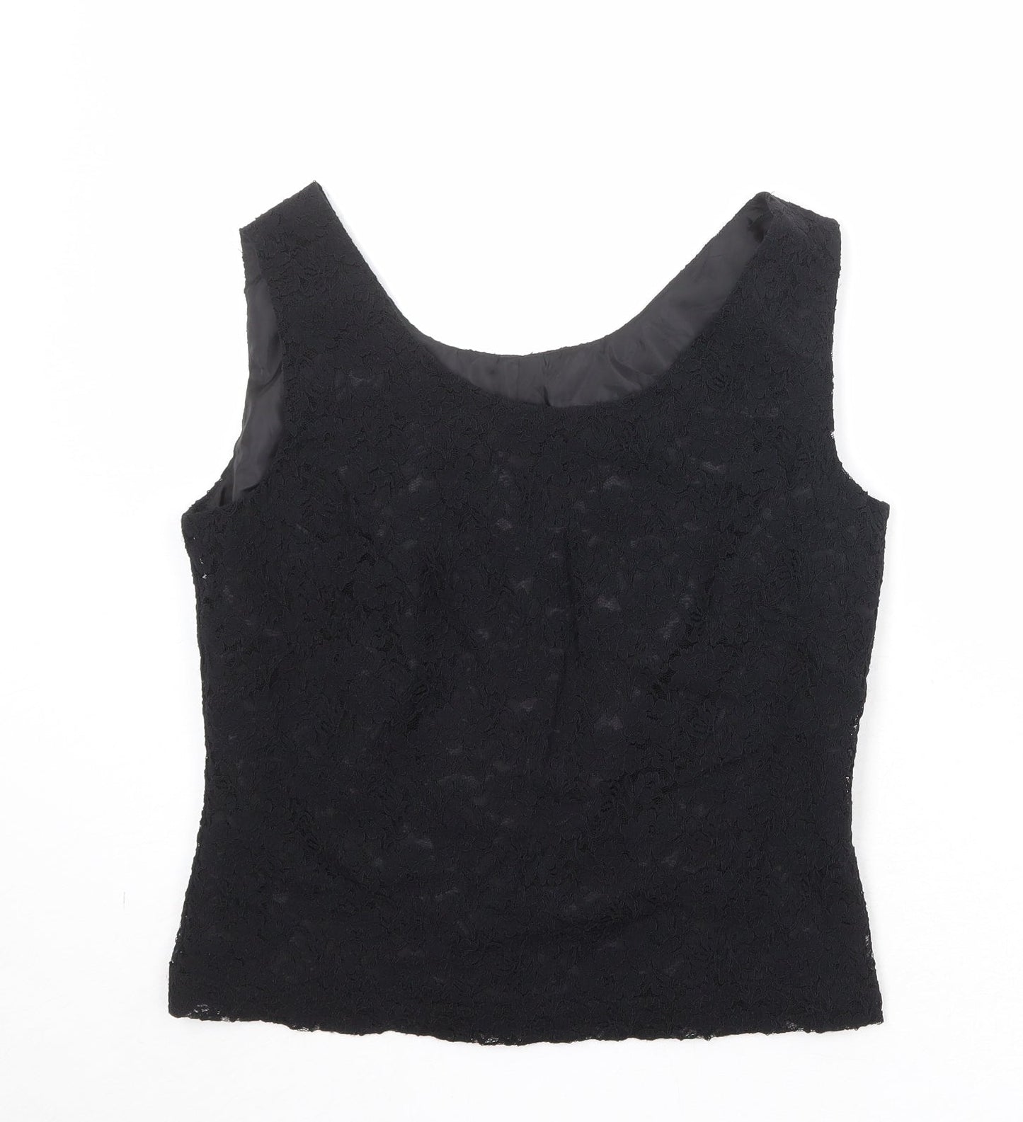 Scarlett Womens Black Floral Polyester Basic Tank Size 12 Round Neck