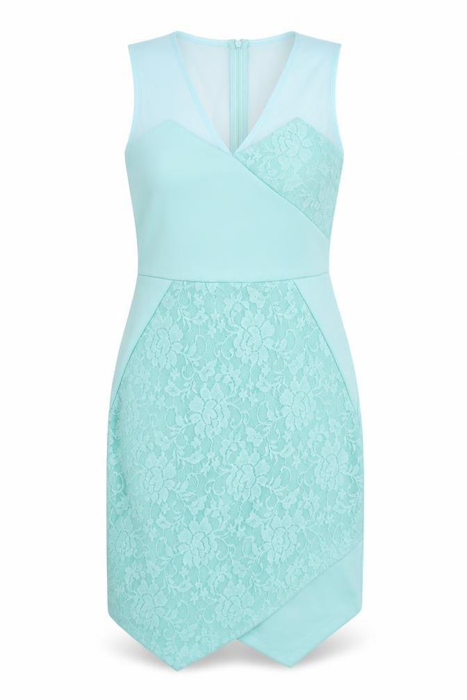 Topshop Womens Green Floral Nylon A-Line Size 8 V-Neck Zip