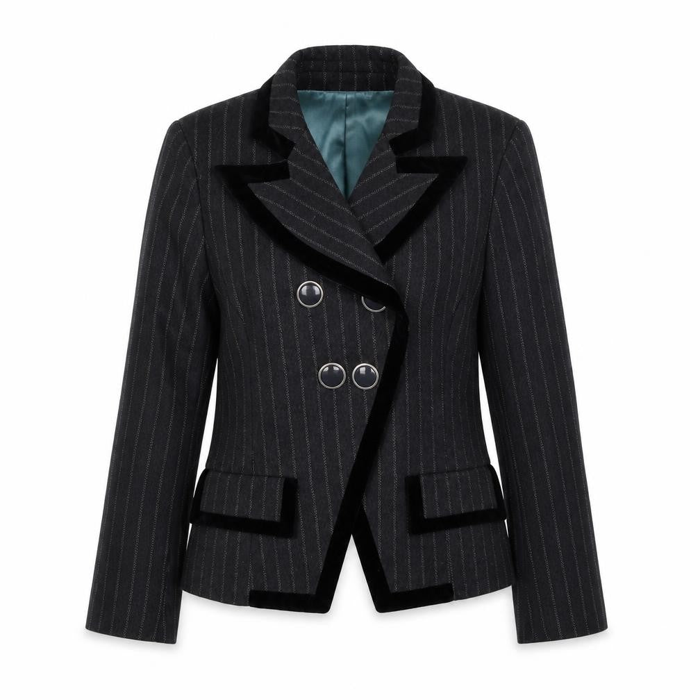 Miss Real Womens Grey Striped Jacket Blazer Size 10 Button