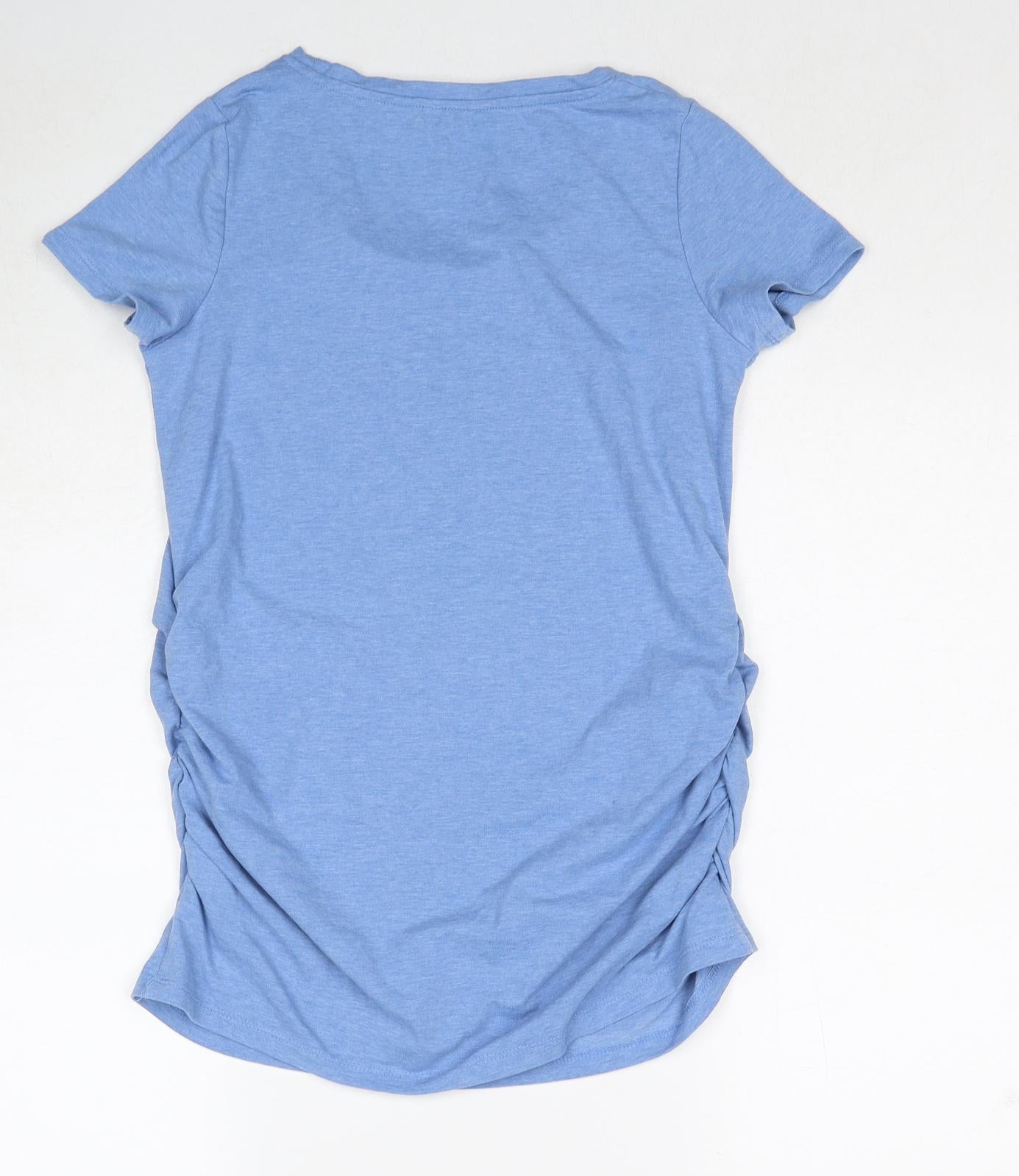 Blooming Marvellous Womens Blue Polyacrylate Fibre Basic T-Shirt Size S Scoop Neck - Ruched