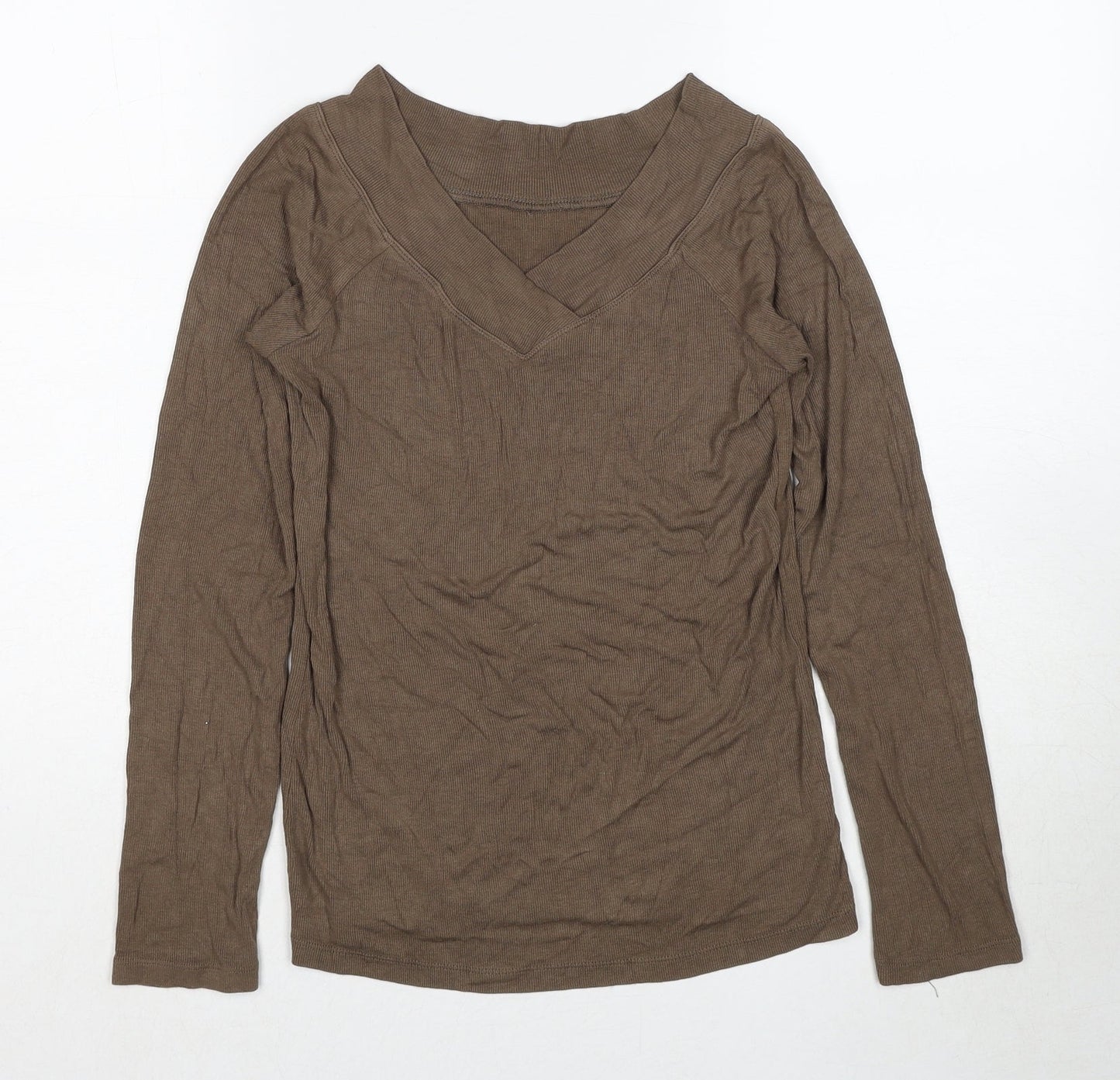 Moxie Womens Brown V-Neck Polyester Pullover Jumper Size M