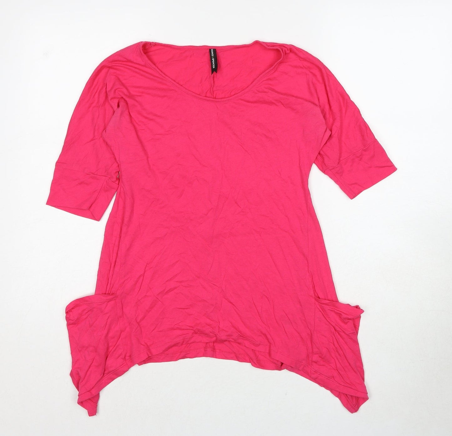 Marks and Spencer Womens Pink Cotton Basic Tank Size 8 Boat Neck