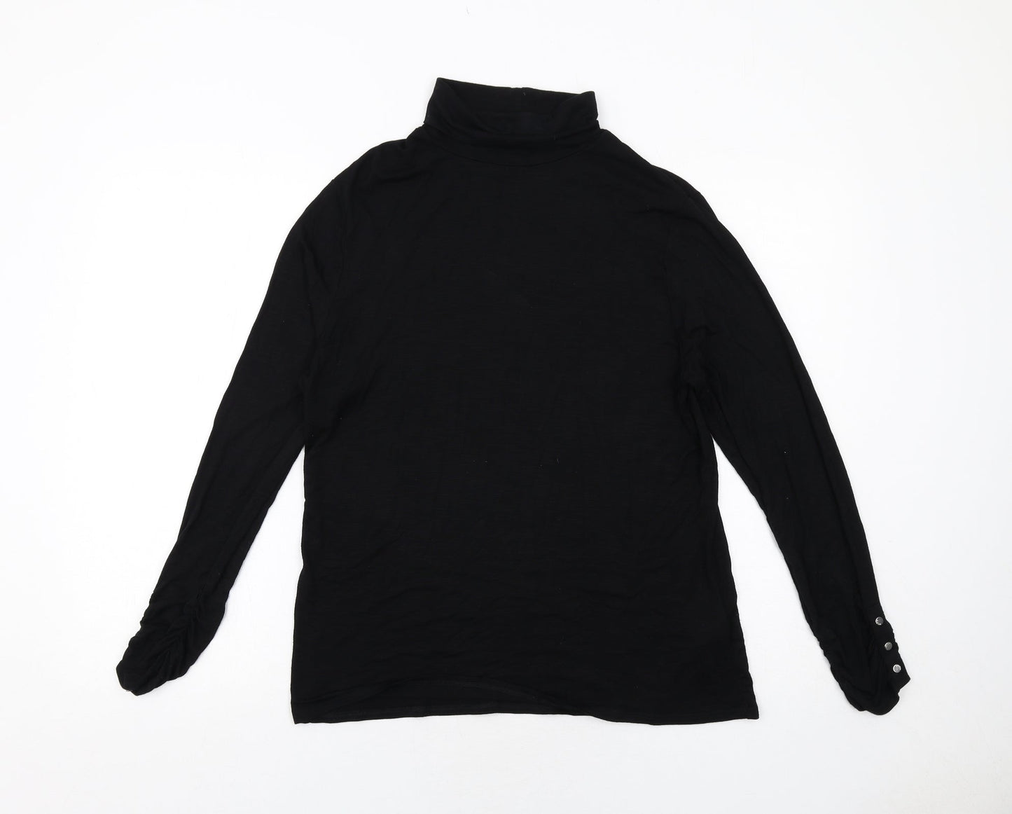 Marble Womens Black Viscose Basic T-Shirt Size 8 Roll Neck