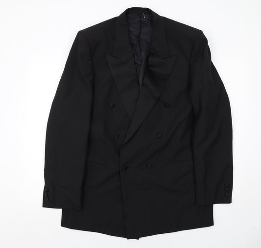 Leonardis Mens Black Polyester Jacket Suit Jacket Size 40 Regular
