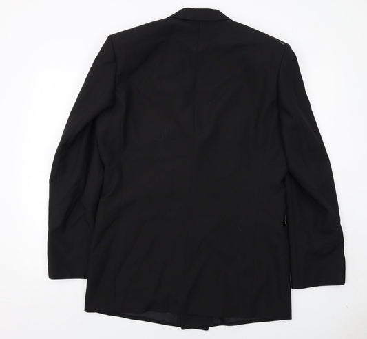 Leonardis Mens Black Polyester Jacket Suit Jacket Size 40 Regular