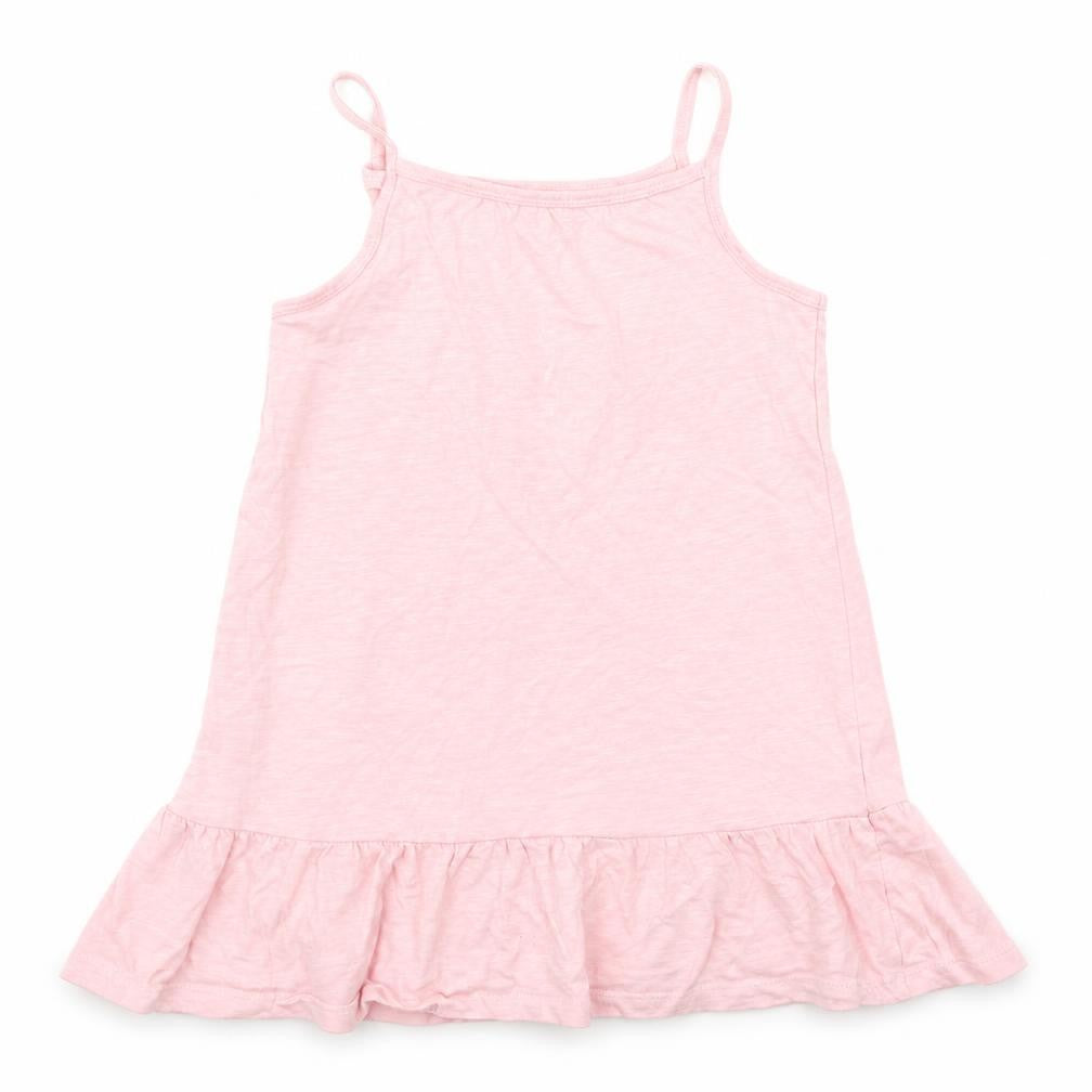 Front view of H&M girls’ pink cotton camisole tank, size 4-5, years round neck pullover