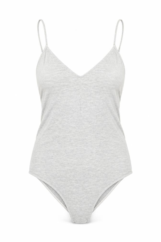 H&M Womens Grey Cotton Bodysuit One-Piece Size S Snap