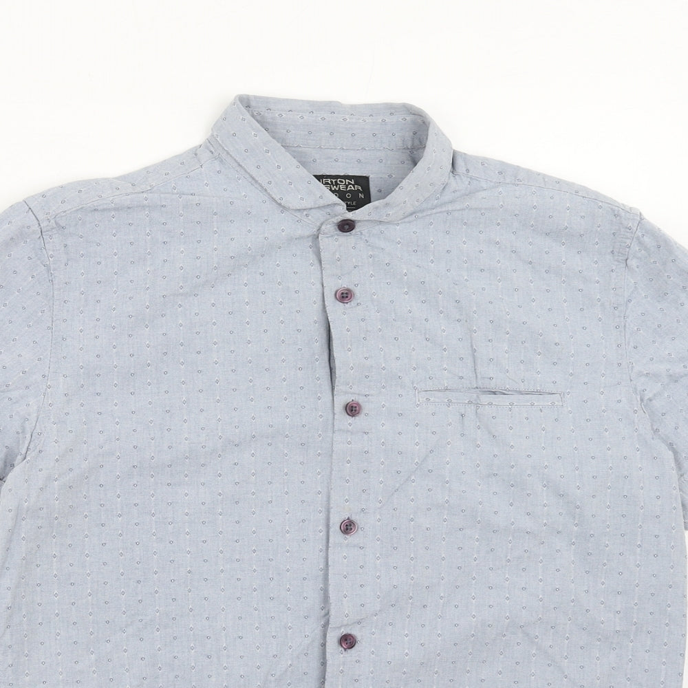 Burton Mens Blue Geometric Cotton Button-Up Size M Collared Button