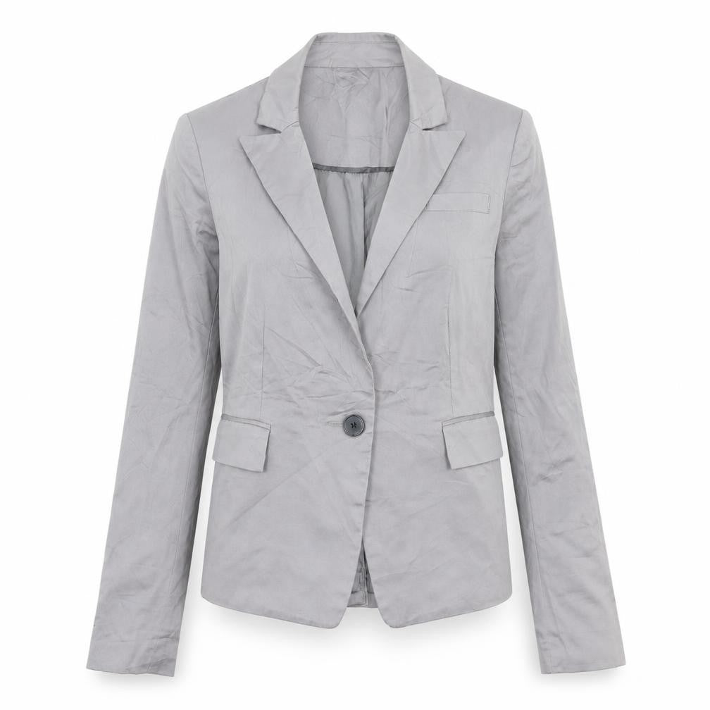 New Look Womens Grey Cotton Jacket Blazer Size 8