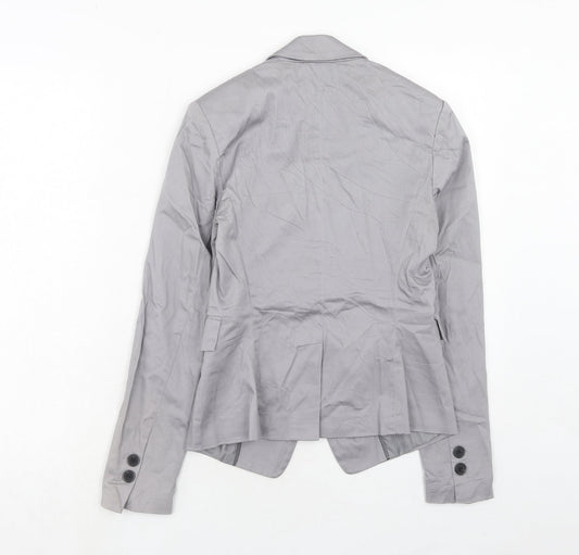 New Look Womens Grey Cotton Jacket Blazer Size 8