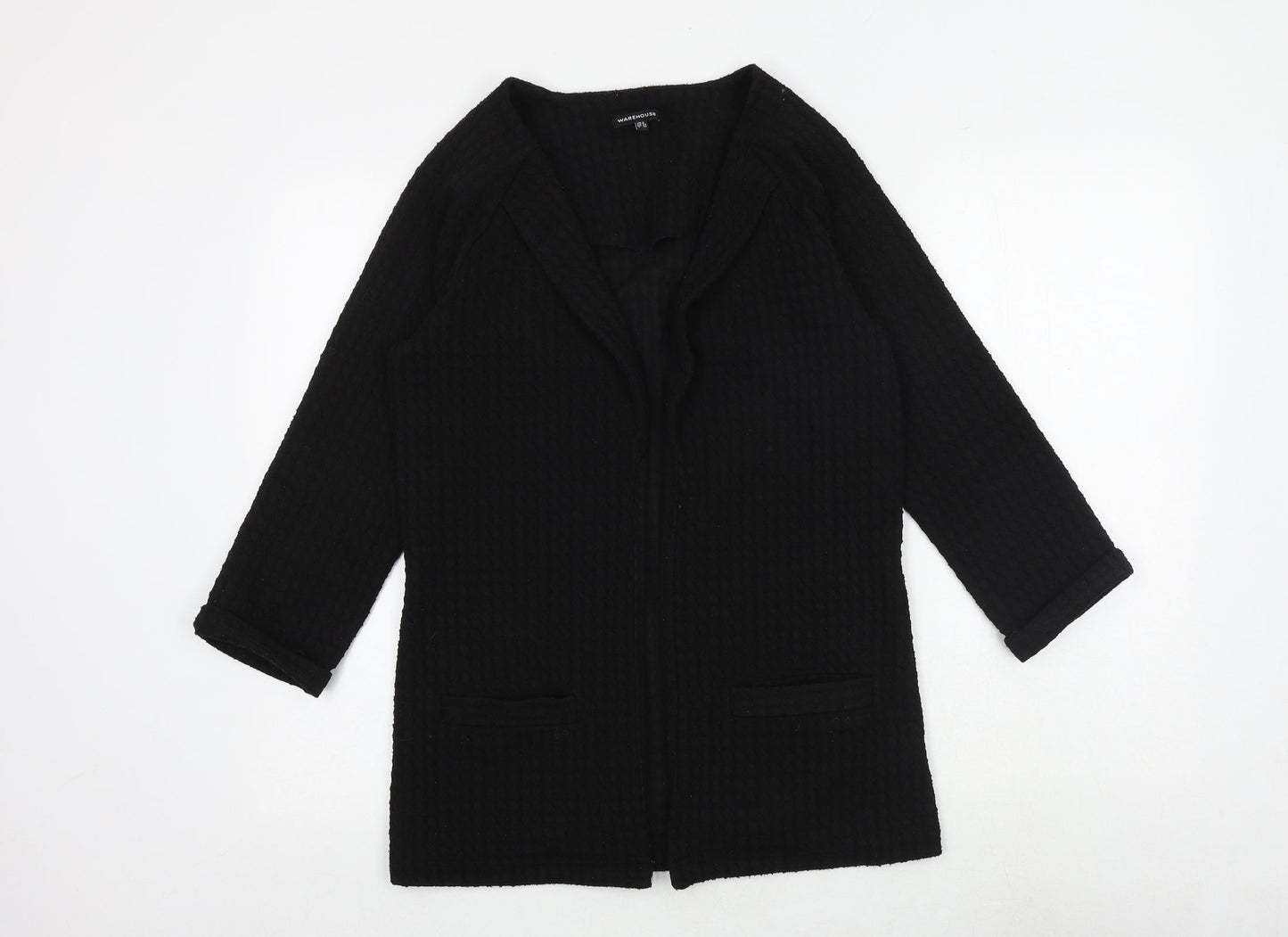 Warehouse Womens Black V-Neck Polyester Cardigan Jumper Size 6