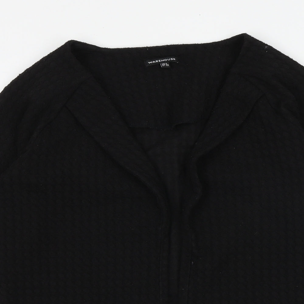 Warehouse Womens Black V-Neck Polyester Cardigan Jumper Size 6
