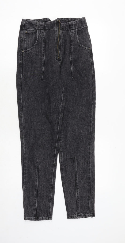 Topshop Womens Grey Herringbone Cotton Skinny Jeans Size 26 in Regular Zip