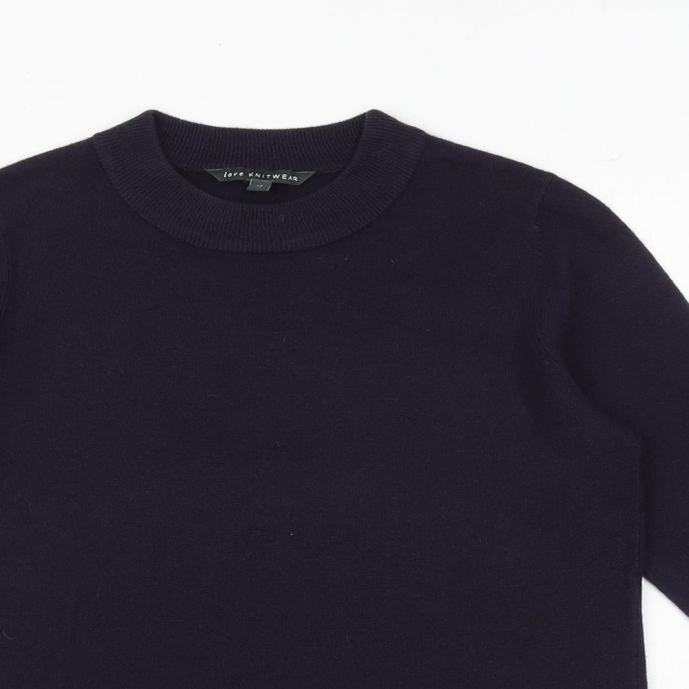 Bonmarché Womens Blue Round Neck Acrylic Pullover Jumper Size 12