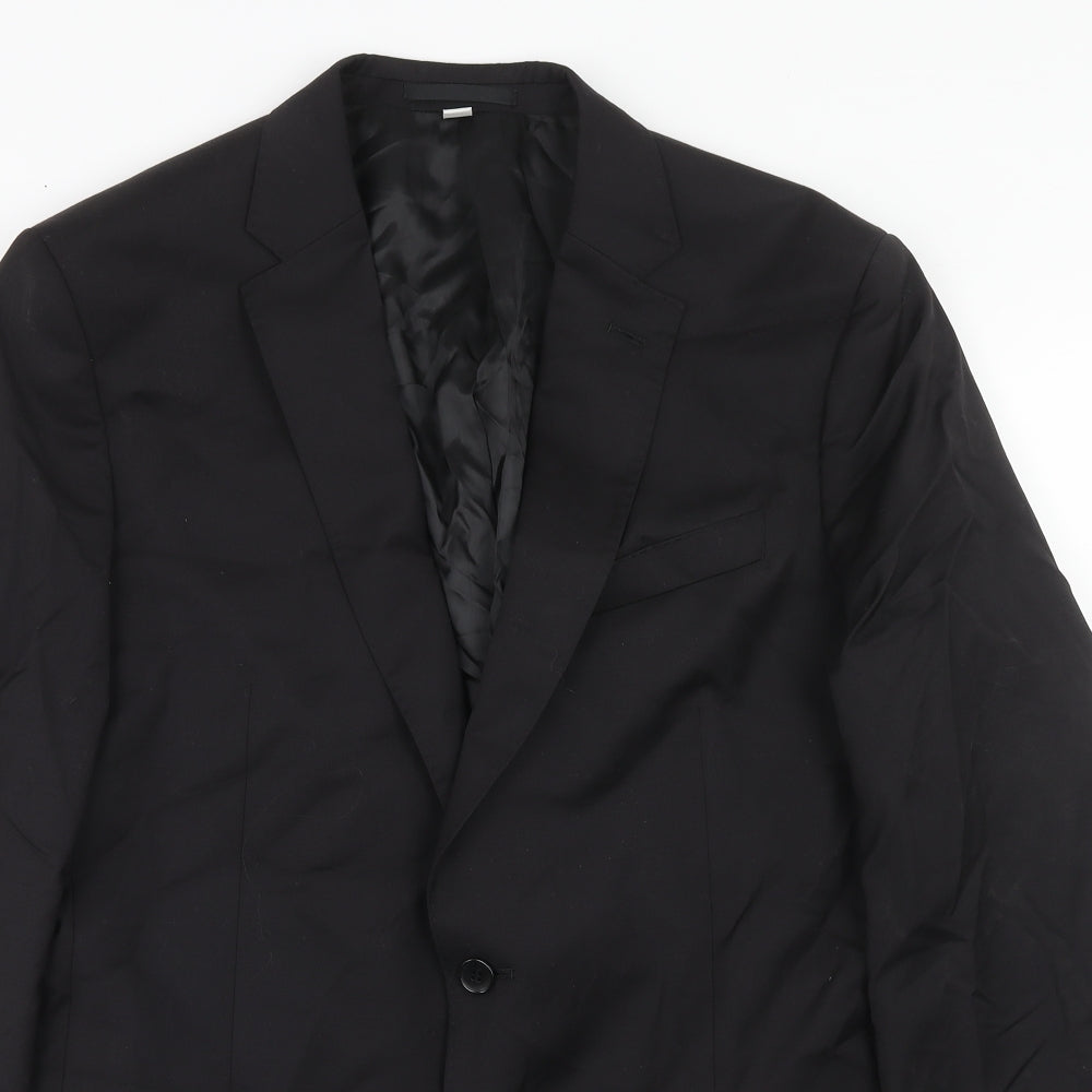 Marks and Spencer Mens Black Polyester Jacket Suit Jacket Size 42 Regular