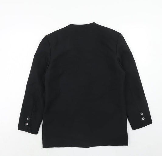 David Barry Womens Black Polyester Jacket Blazer Size 12