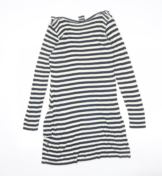 Tresspass Womens Blue Striped Viscose T-Shirt Dress Size S Boat Neck Pullover