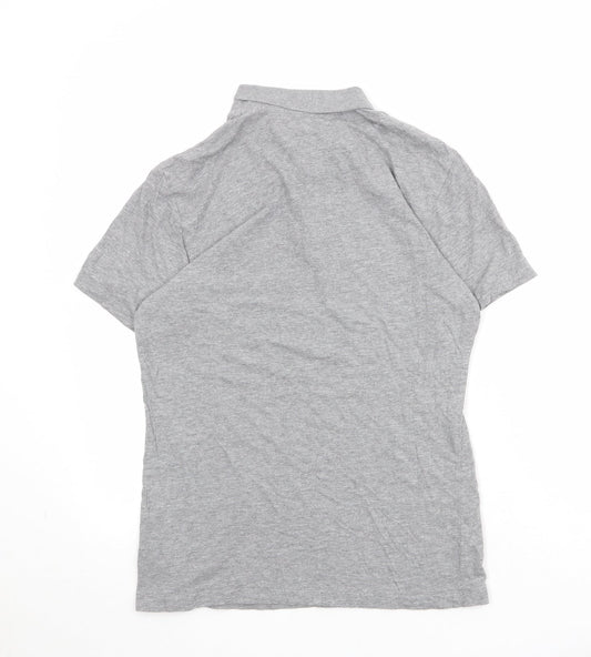 EDC Mens Grey Cotton Polo Size S Collared Button