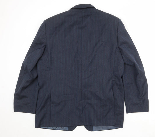 Greenwoods Mens Blue Striped Polyester Jacket Suit Jacket Size 44 Regular