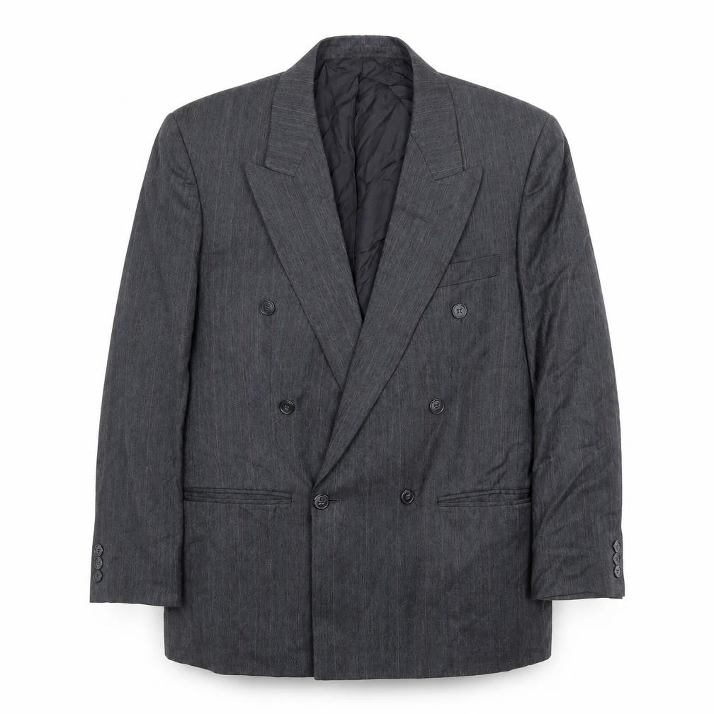 Marks and Spencer Mens Grey Striped Polyester Jacket Suit Jacket Size 38 Regular