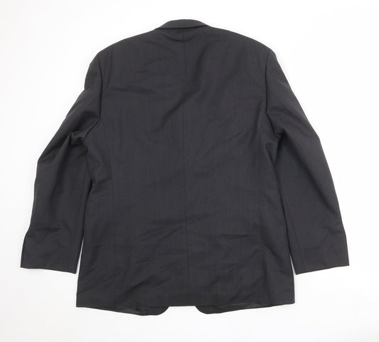 Pinstripe Mens Black Polyester Jacket Suit Jacket Size 44 Regular