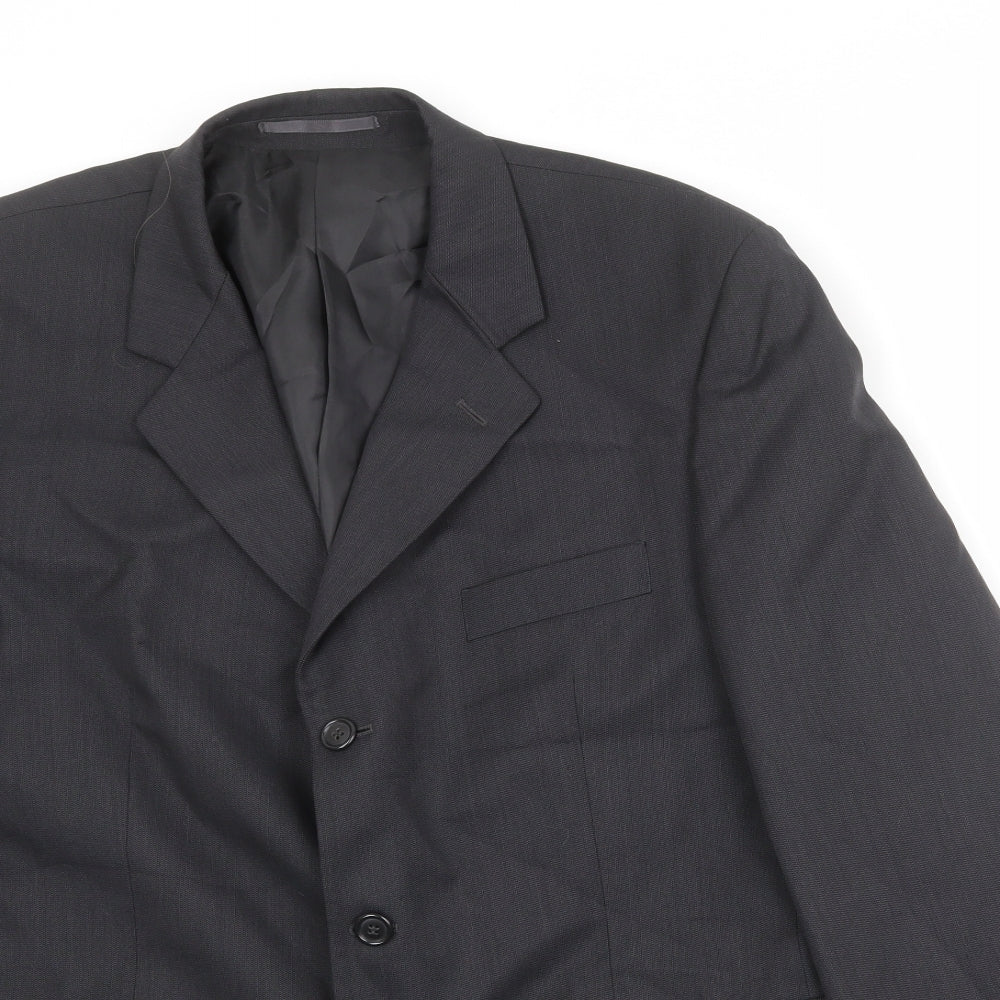 Pinstripe Mens Black Polyester Jacket Suit Jacket Size 44 Regular