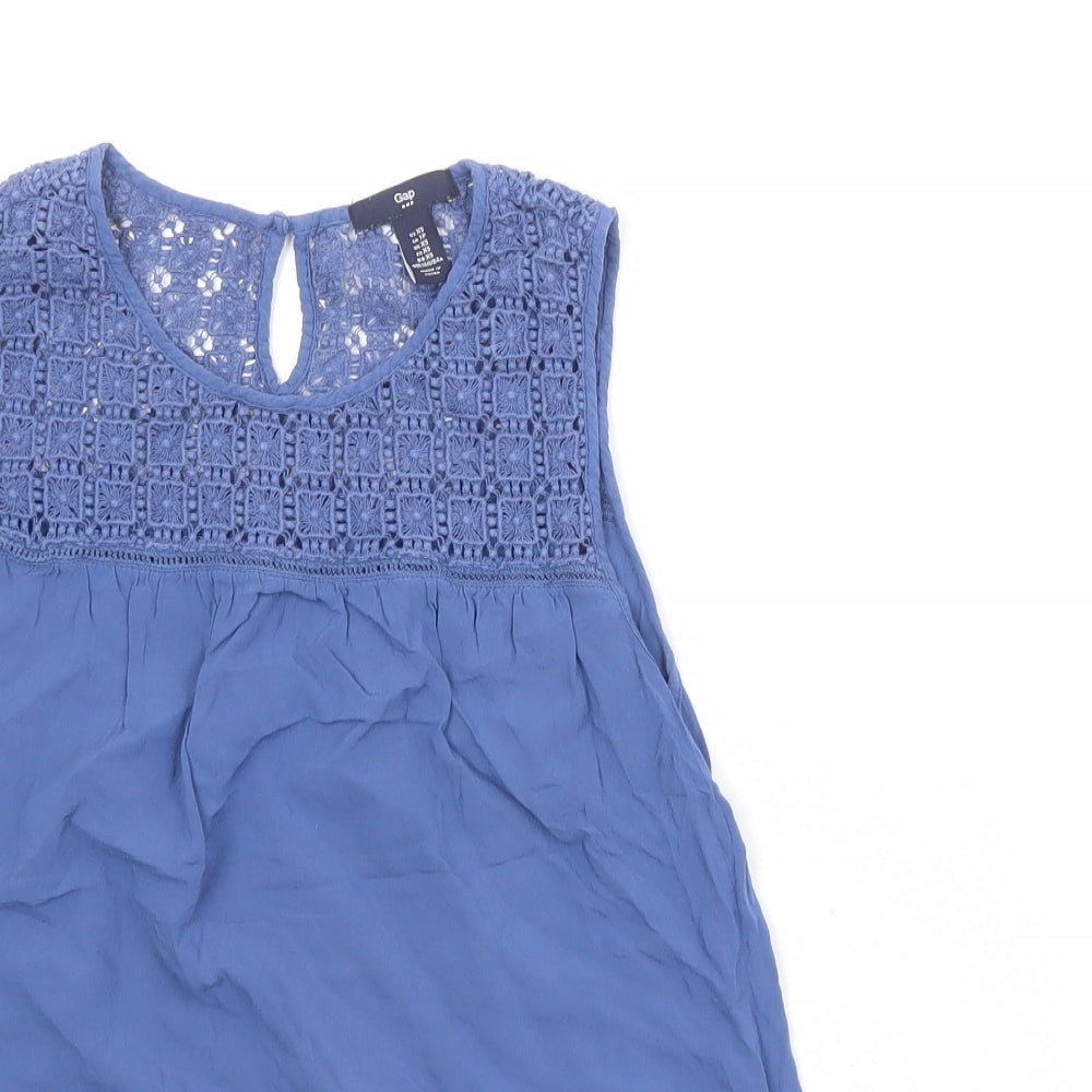 Gap Womens Blue 100% Cotton Basic Tank Size XS Round Neck