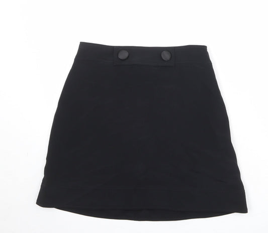 Kem Scott Womens Black Polyester A-Line Skirt Size 28 in Zip